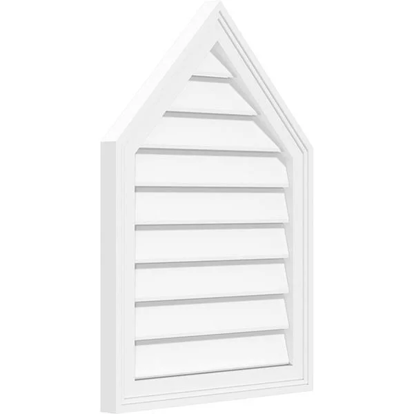 Ekena Millwork GVPPE28X2802SF-13 28x22W x 28x22H Peaked Top Surface Mount PVC Gable Vent 13/12 Pitch: Functional, w/ 2x22W x 1-1