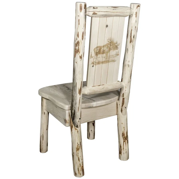 Montana Woodworks Montana Collection Side Chair w/ Laser Engraved Moose Design, Clear Lacquer Finish