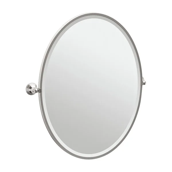 Gatco 4369FLG Charlotte Framed Large Oval Mirror - Satin Nickel
