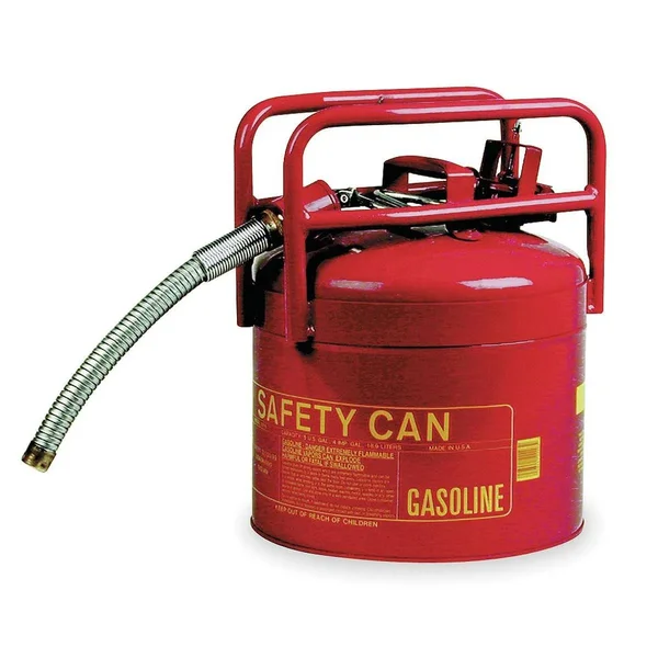 Eagle 1215 Type II Dot 5 Gallon Galvanized Steel Safety Can - 7/8x22 Hose, Red