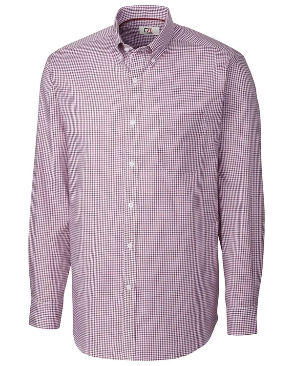 Cutter & Buck MCW01891 Men's Long Sleeve Epic Easy Care Tattersall Shirt, Size: Small, Chutney