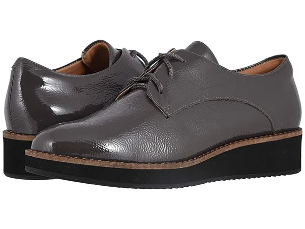 SoftWalk Women's Willis Oxford - Size: 10, Dark Grey Patent Leather