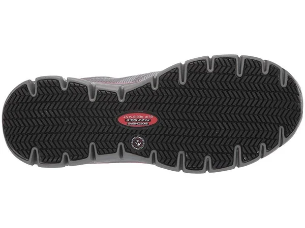Skechers Women's Work Sure Track Saquenay Alloy Toe Shoe - Size: 5.5, Gray/Pink