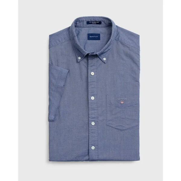 Gant Short Sleeved Oxford Shirt Blue