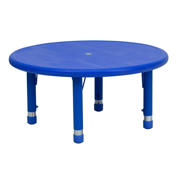 Lancaster Home 33 inch Round Plastic Height Adjustable Activity Table - School Table for 4 Natural, Beige