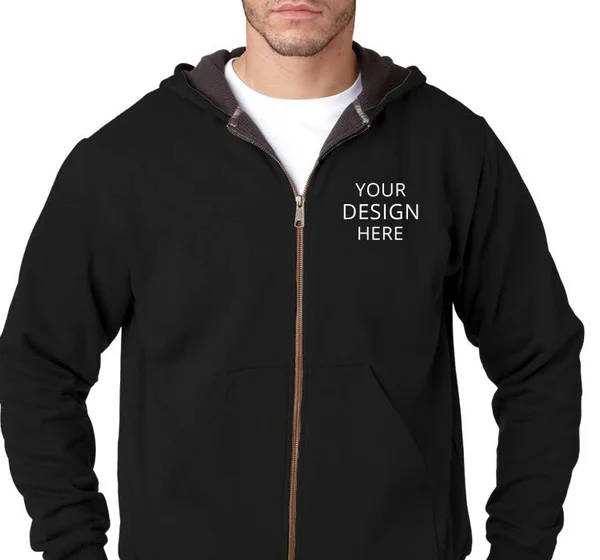 Custom Printed Dickies Men's Adult Thermal-Lined Hooded Fleece Jacket, Size: XL, Black