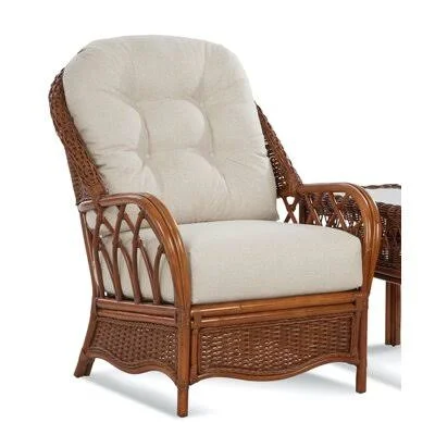 Everglade 34x22 Wide Tufted Armchair Braxton Culler Body Fabric: Light Brown Performance Stripe; 0256-74, Leg Color: Kiwi Finish