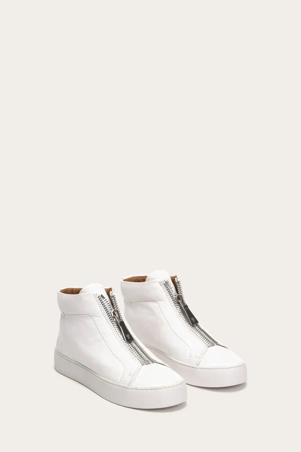 Frye Lena Zip High Women Shoes in White Size 10