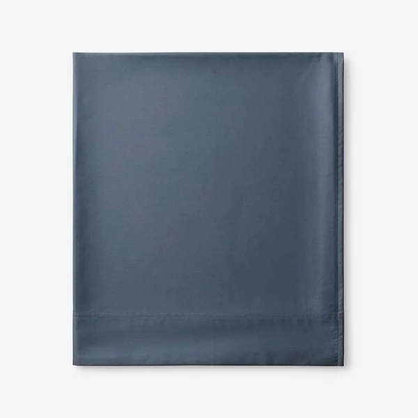 Legends Hotel Supima Cotton Wrinkle-Free Sateen Deep Pocket Flat Sheet - Steel Blue - Size Oversized Queen, The Company Store