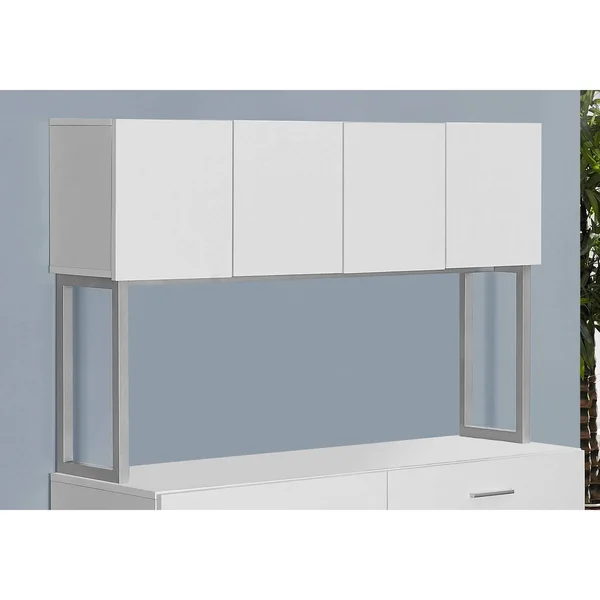 Offex Contemporary 48x22L HollowCore OfficeStorage Credenza-White/Silver - White, Silver - Legal, 47.25" x 16.25" x 60"