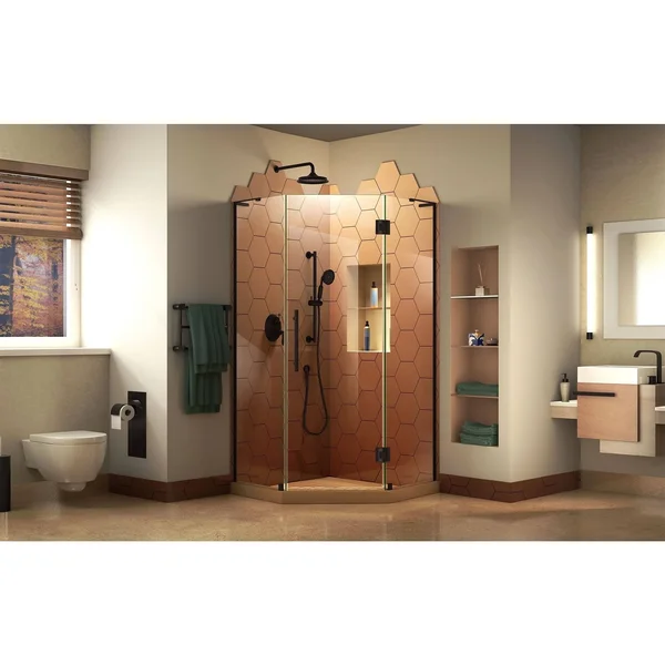 DreamLine SHEN-2636360-09 Prism Plus 36 in. D x 36 in. W x 72 in. H Frameless Hinged Shower Enclosure in Satin Black