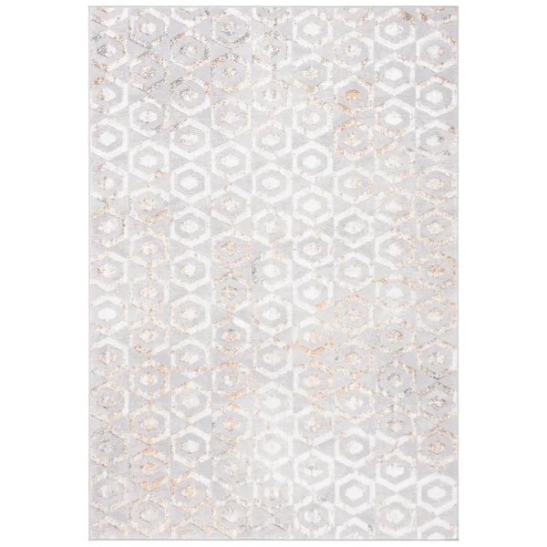 Safavieh Orchard Korina Modern Abstract Rug - 6&7x22 x 6&7x22 Round - Grey/Gold