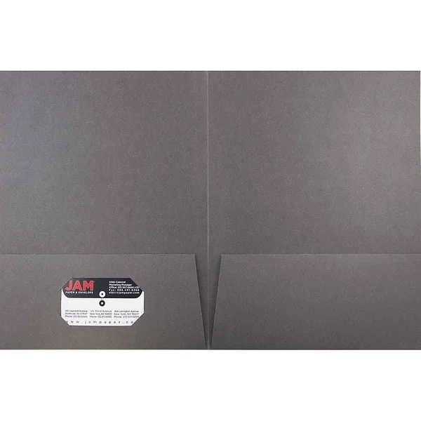 Jam Paper 2-Pocket Portfolio Folder Gray Linen 100/Box 3084B