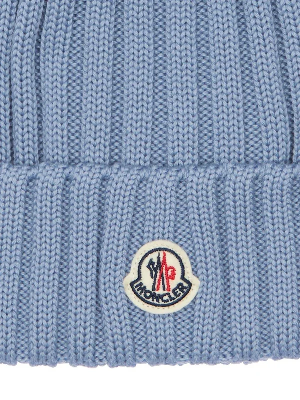 Moncler Blue Fur Pom Pom Beanie