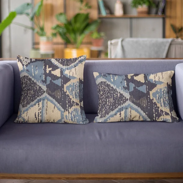 Plutus 22x22 x 22x22 Hidden Seas Abstract Luxury Throw Pillow in Blue
