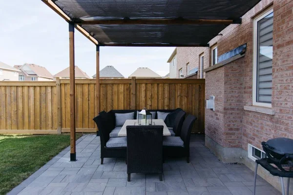 Toja Grid 8 ft. x 20 ft. Double Wall Mount Pergola Kit for 4x4 Wood Post, DS0820GR13, Graphite