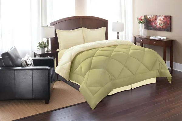 Elegant Comfort Goose Down Alternative Reversible 2pc Comforter Set - Twin, Sage/Cream, 66 x 86