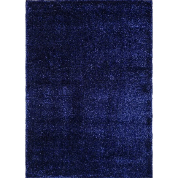 Ladole Rugs Shaggy Soft Plush Smooth Solid Plain Color Modern Durable Area Rug Carpet for Living Room Bedroom in Navy Blue, 7&10