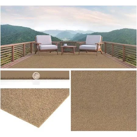9&x11& Soft Indoor/Outdoor Hobnail Style Area Rugs. Lightweight and Flexible for Easy Cleaning and Transport (Color: Chestnut)