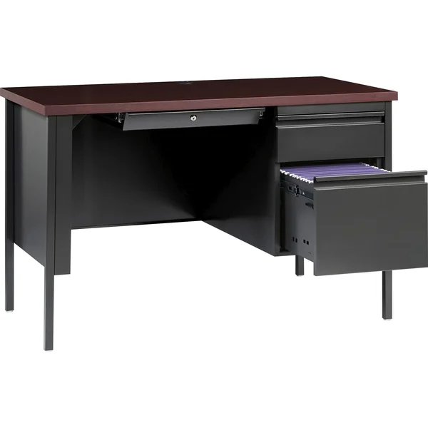 Lorell Fortress Series Mahogany Laminate Top Desk