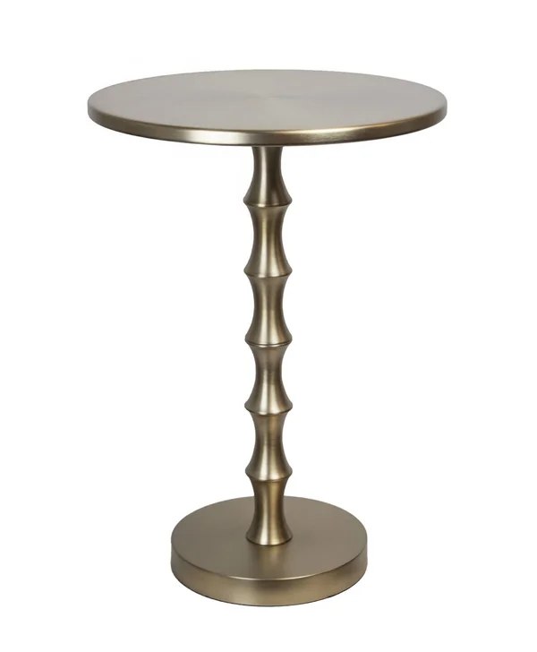 Plated Gold Finish Metal Accent Table 26.75x22