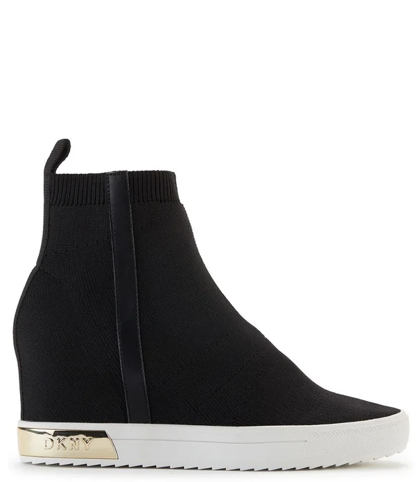 Dkny Cali Wedge Sneakers - Black/ Gold Hardware