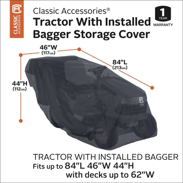 Classic Accessories Tractor with Installed Bagger Storage COVER, X-Large