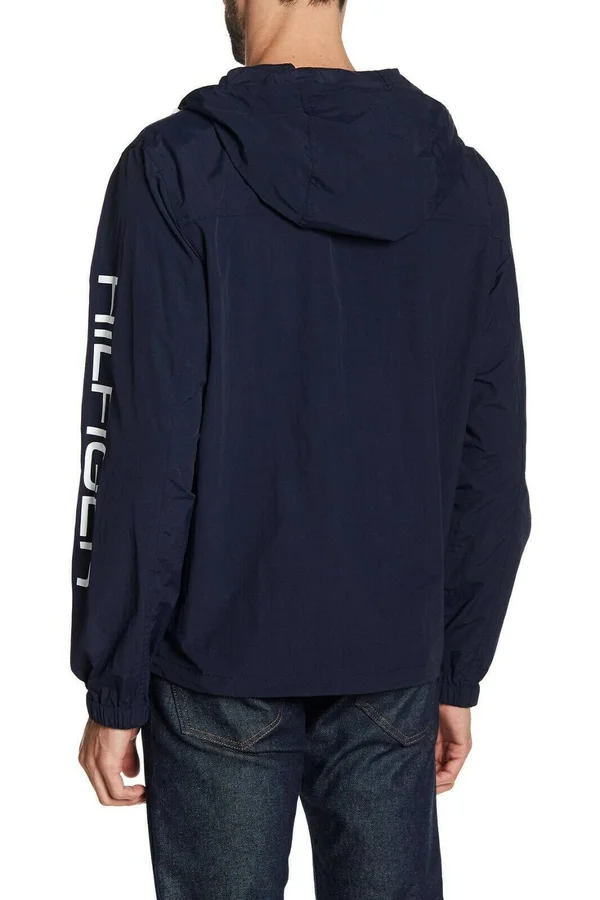 Tommy Hilfiger Men's Hooded Half-Zip Jacket - Navy