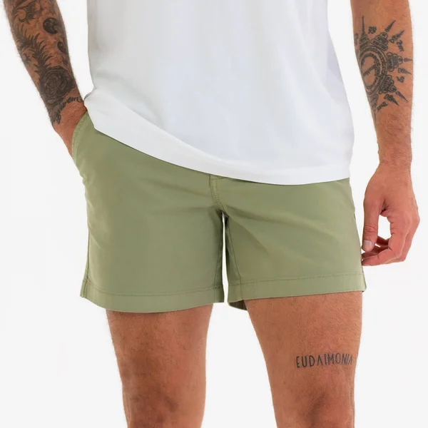 Men's 5.5x22 Inseam Shorts, Elastic-Waist Stretch Shorts, Bearbottom, Olive, 5.5x22, XL