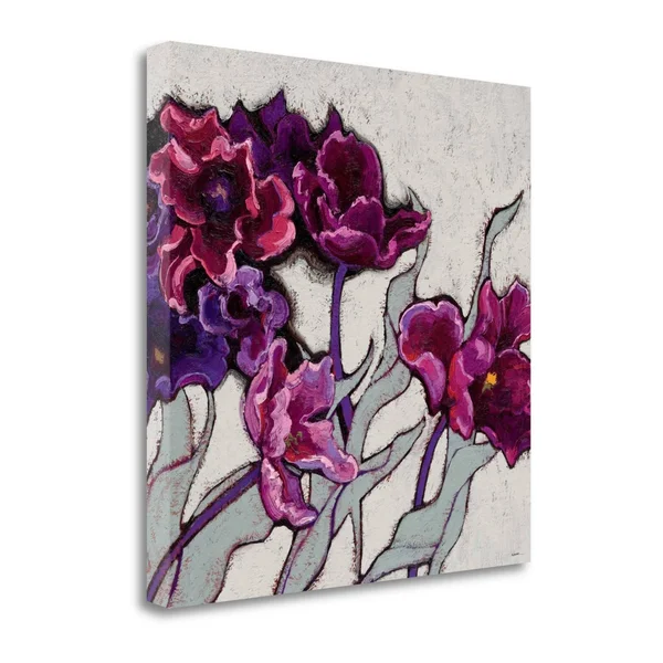 Tangletown Fine Art 'Ruffled Tulips' by Shirley Novak Painting Print on Wrapped Canvas