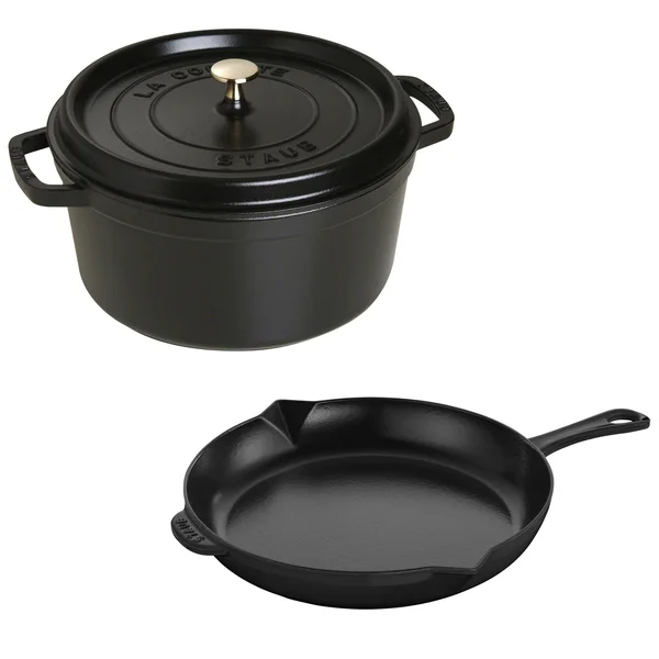 Staub - Cast Iron 3-Pc Cocotte and Fry Pan Set - White