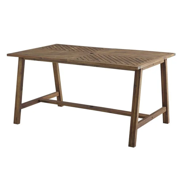 Walker Edison Rectangle Outdoor Dining Table 35-in W x 60-in L with Umbrella Hole, LWW60VINDTDB