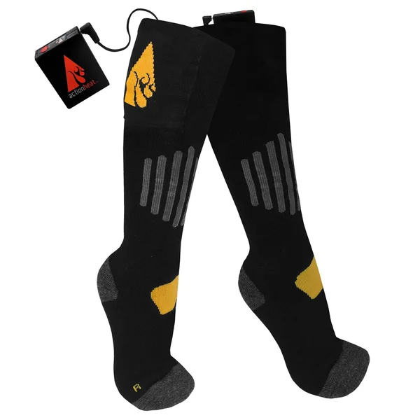 ActionHeat Cotton 3.7v Rechargeable Heated Socks - Black L/XL