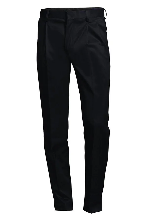 Men's Tailored Fit Pleated No Iron Twill Dress Pants - Lands& End - Black - 37
