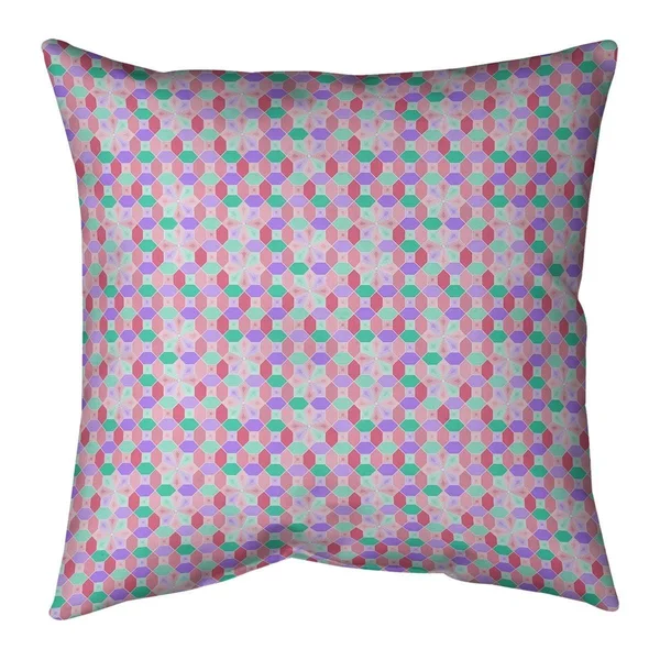 Porch & den Charlois Stained Glass Pattern Throw Pillow - 18 x 18 - Blue Pink & Purple - Synthetic Fiber