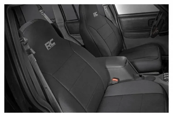 Rough Country 91023 Jeep Neoprene Seat Cover Set - Black [97-01 XJ w/ Detachable Headrest]