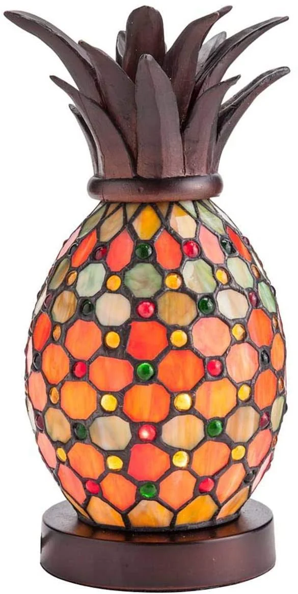 Plow & Hearth - Pineapple Stained Glass Accent Lamp