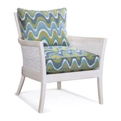 Star Dunes 29.5x22 Wide Down Cushion Armchair Braxton Culler Body Fabric: Gray and White Performance Stripe; 0261-84 - Leg