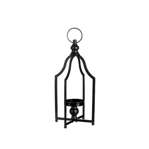 Glitzhome Farmhouse Small Metal Lantern in Black
