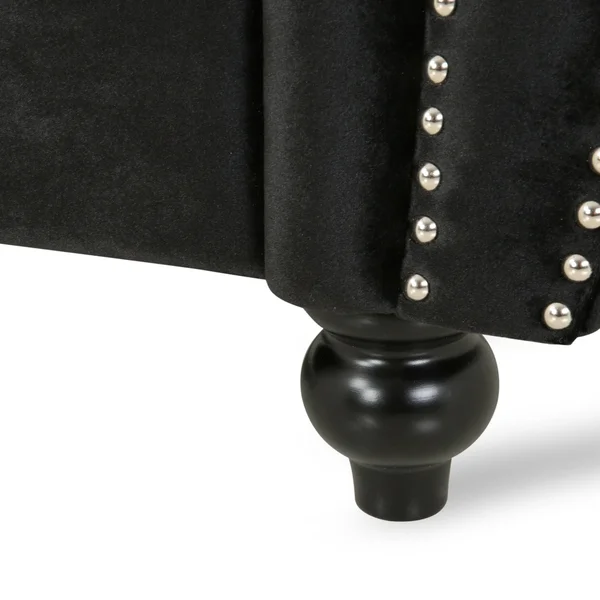 Christopher Knight Home Olga Velvet 3 Seater Sofa - Black, Dark Brown