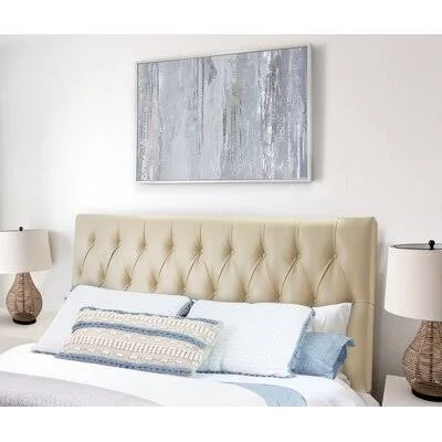 Sawtooth Upholstered Panel Headboard Trent Austin Design Upholstery Color: Ivory - Size: Queen
