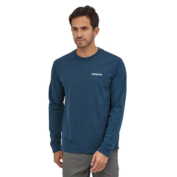 Patagonia Men's Long-Sleeved P-6 Logo Responsibili-Tee Crater Blue, M