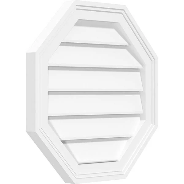 Octagonal Surface Mount: Functional - Brickmould Frame PVC Gable Vent Ekena Millwork Size: 26x22 W x 26x22 L