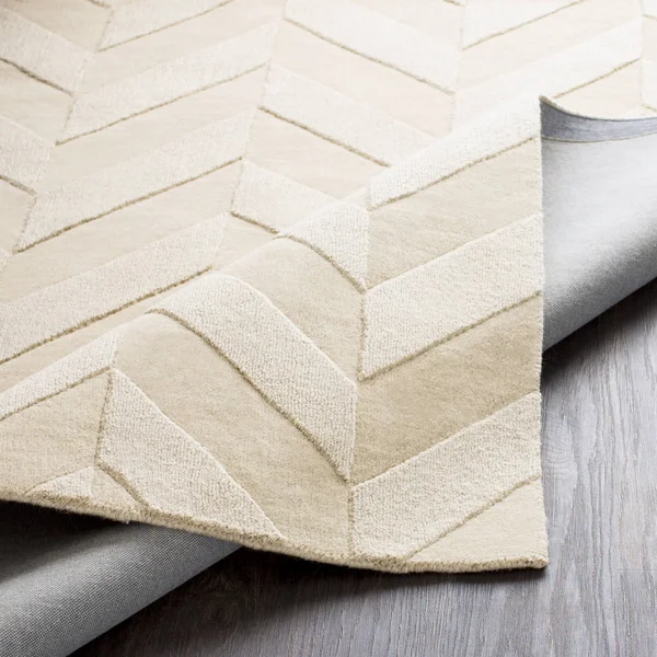 Solid BHS-0022391 Loomed Wool Ivory Chevron Area Rug - 4' x 6'