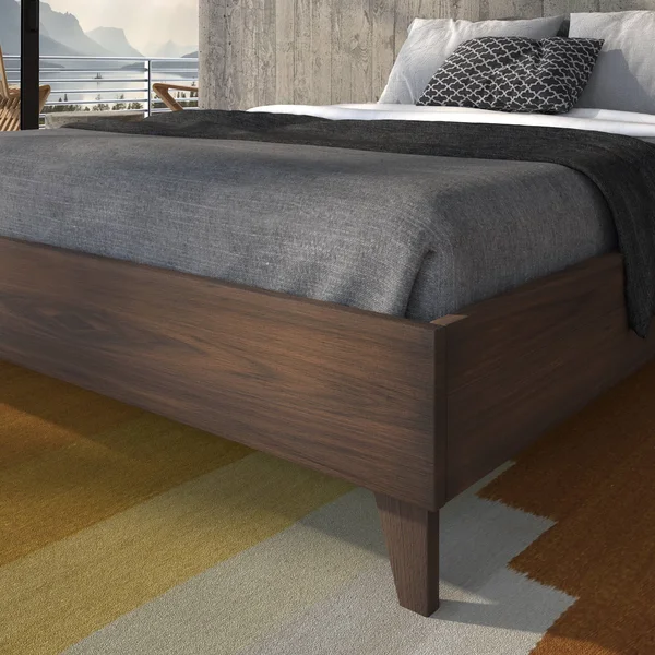 Kotter Home Solid Wood Mid-Century Platform Bed - Natural - Queen