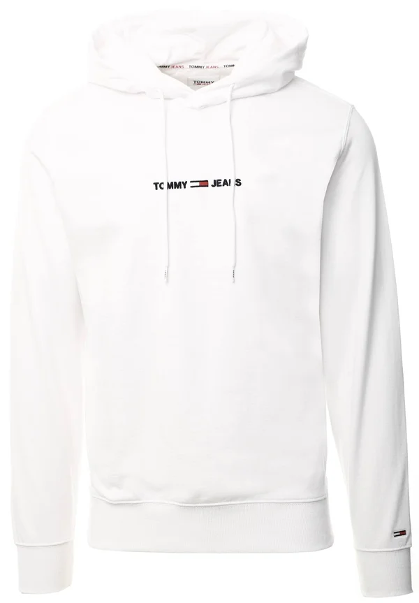 Tommy Jeans White Htr Straight Logo Heathered Hoody
