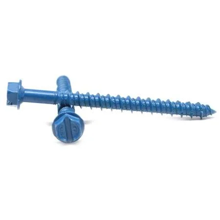 Asmc Industrial 1/4 inch x 4 inch Tapking Concrete Screw Hex Washer Head Low Carbon Steel Blue Polymer Pk 100