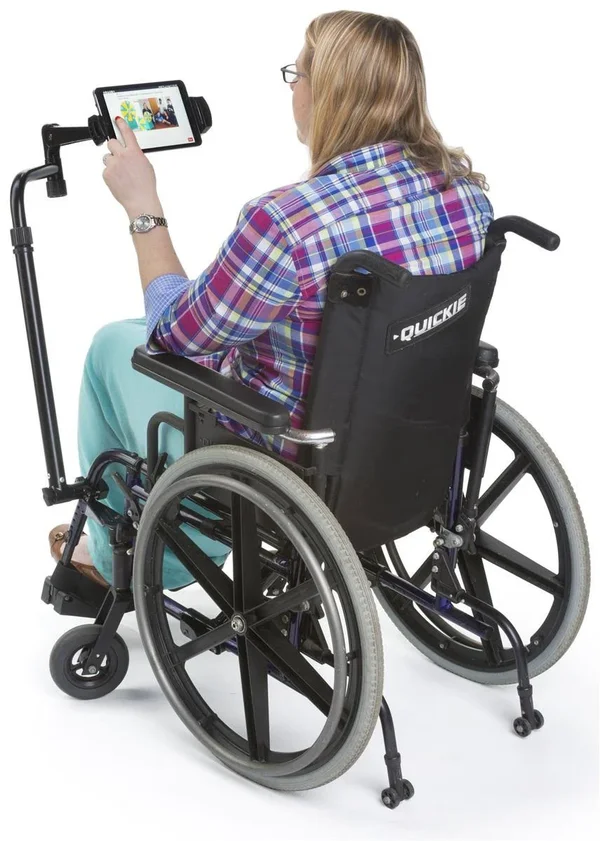 Displays2go iPad Wheelchair Mount Rotating and Tilting Universal Bracket Extendable Ipbysato10