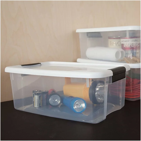 Sterilite 19849806 18 Quart/17 LITER Ultra Latch Box - Clear with A White Lid
