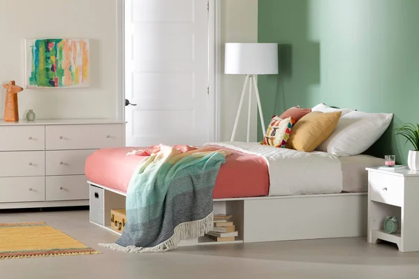 Queen Vito Storage Bed Pure White - South Shore